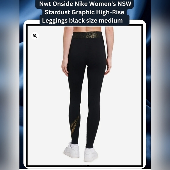 Nwt Onside Nike Women's NSW Stardust Graphic High-Rise Leggings Black Size M - Picture 4 of 9